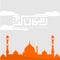 White Orange Ramadan Kareem with mosque Typography design