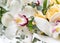 White Orchid flowers in a wedding bouquet, delicate flower petals