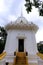 The white ordination hall of the Buddha footprint of the Sukhothai period from Thailand