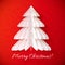 White origami Christmas tree vector greeting card