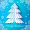 White origami paper christmas tree