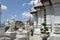 White ornate towers of Temple of the Emerald Buddha Wat Phra Kaew, Bangkok