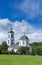 White orthodox church against the blue sky