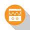 White Oscilloscope measurement signal wave icon isolated on white background. Orange circle button. Vector