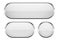White oval glass buttons with metal frame. Set of 3d icons