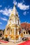 White pagoda decorate with gold agiant blue sky