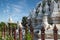 White Pagoda at Inwa city with lions guardian statues. Myanmar (