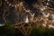 White pagoda in Phra Nakhon Khiri Historical Park with lighting