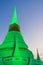 White pagoda in Wat Phra Samut Jedi under evening sky