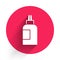 White Paint, gouache, jar, dye icon isolated with long shadow. Red circle button. Vector