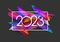 White paper 2023 sign in frame on pink and blue gradient brush strokes background