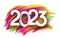 White paper 2023 sign in frame on pink and yellow gradient brush strokes background