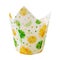 White paper baking Tulip forms for cakes with citrus pattern