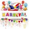 White Paper Banner Confetti Balloons Karneval