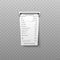 White paper bill or bank atm dispenser invoice going out from slit in realistic vector illustration.