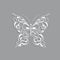 White paper butterfly with vintage pattern on gray background
