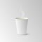 White paper cup hot water steam vector