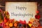 White Paper With Happy Thanksgiving, Colorful Autumn Decoration