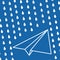 white paper plane with rain drops on a blue air background.  Blue sky travel background