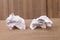 White paper sheet, paper Crumpled paper ball, on a wooden floor