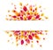 White paper stripe banner on purple autumn leaves vector