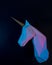 White paper unicorn head in vibrant bold gradient holographic colors. Minimal art fantasy concept