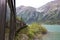 White Pass and Yukon Route railway train along Bennett Lake
