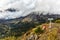 White Pass and Yukon Route train ride by Slippery Rock Point. Nature landscape mountains and valleys. Famous tourist