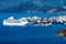 White passenger ship off the coast of Agios Nikolaos. Crete