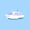 White Passenger Ship on the Water. Vector