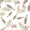 White Pattern Exotic. Brown Tropical Background. Gray Floral Botanical. Decoration Plant. Floral Design. Summer Leaf. Spring Art.