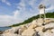 White pavilion with mountain views And the beautiful sea