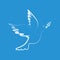 White peace dove on blue background