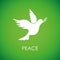 White peace dove on green background