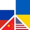 White Peace icon. Conflict Ukraine-Russia. Flags of Russia, Ukraine, China, USA. Reconciliation, truce in Ukraine