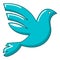 White peace pigeon icon, cartoon style