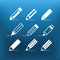 White pencil icons clip-art on color background