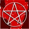 White pentacle on coloful background