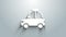 White Pet car taxi icon isolated on grey background. 4K Video motion graphic animation