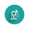 White Petrol or gas station icon isolated with long shadow. Car fuel symbol. Gasoline pump. Green circle button. Vector