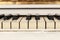 White pianoforte, front view instrument, musical instrument. lea