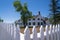 White picket fence gate leads to more historic buildings at Grant-Kohrs National Historic