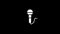 White picture of microphone on a black background.