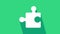 White Piece of puzzle icon isolated on green background. Modern flat, business, marketing, finance, internet concept. 4K