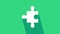 White Piece of puzzle icon isolated on green background. Modern flat, business, marketing, finance, internet concept. 4K