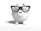 White piggy bank with clear glasses. 3d rendering