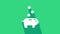 White Piggy bank with coin icon isolated on green background. Icon saving or accumulation of money, investment. 4K Video