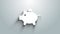 White Piggy bank icon isolated on grey background. Icon saving or accumulation of money, investment. 4K Video motion