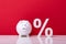 White Piggybank And Percentage Symbol