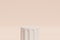 White pillar podium or pedestal for products or advertising on beige background, minimal 3d illustration render